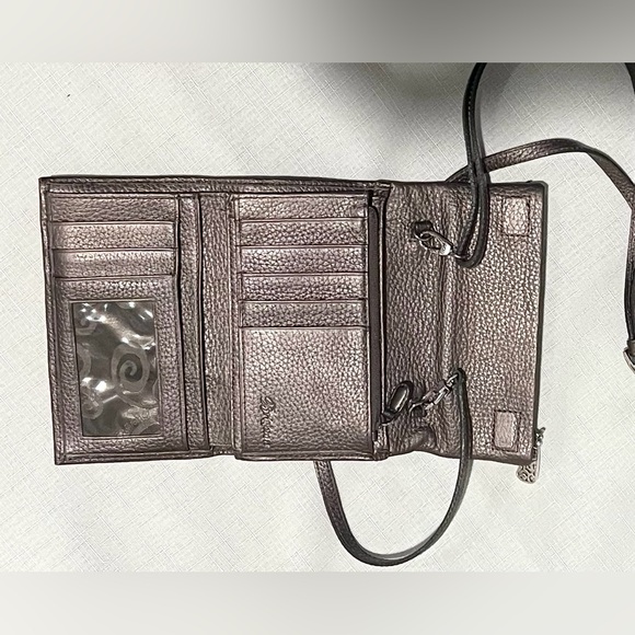 BRIGHTON Crossbody Wallet Shimmering Bronze-Purple Whip Stitch No Call Outs - Picture 16 of 16